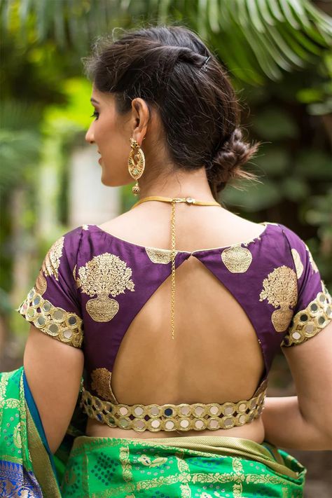 purple blouse back design,Dil bouse back designs Blouse With Mirror Work, Mirror Work Border, Readymade Blouse Online Shopping, Sari Blouses, Body Blouse, Wedding Saree Blouse, Wedding Saree Blouse Designs, Brocade Blouse, Blouse Back Neck Designs