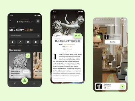 Gallery AR app Ar App, Guide Design, Gian Lorenzo Bernini, Lorenzo Bernini, Mobile App Design Inspiration, Ui Design Website, Art Apps, Creative Poster, App Design Inspiration