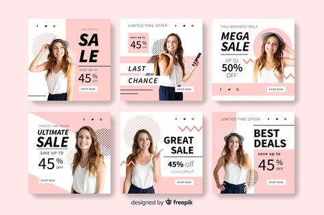 Beauty Sale Design, Instagram Ads Design, Messages Instagram, Fashion Sale Banner, Sale Template, Instagram Banner, Banner Templates, Free Banner, Templates For Instagram