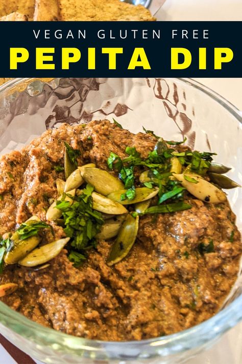 Pumpkin Seed Dip, Pepitas Recipes, Dip Recipes Vegan, Gluten Free Dip Recipes, Pumpkin Salsa, Mexican Vegan Recipes, Vegetarian Mexican Food, Mexican Vegetarian Recipes, Mayan Food