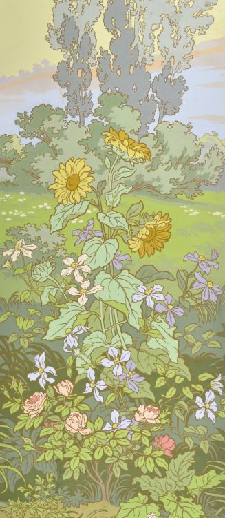 Life's little treasures | clawmarks: Flower landscape with sunflowers -... Tulips In Vase, Flower Landscape, Sunflower Art, Scientific Illustration, Sunflower Design, Landscape Illustration, Gorgeous Art, Applique Quilts, Painting Inspiration