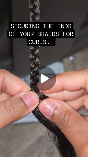 How To Secure Braids, How To Braid With Long Nails, How To Tie Off Braids, How To Finish Braid Ends, How To Curl End Of Box Braids, How To Do Curls At The End Of Braids, How To Knot Ends Of Braids, Finishing Braid Ends, Ways To Tie Your Braids