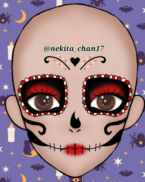 Catrina roja y negra Red Catrina Makeup, Asb Ideas, Eye Makeup Pictures, Face Chart, Makeup Obsession, Makeup Pictures, Cosmetology, Makeup Inspo, Otaku Anime