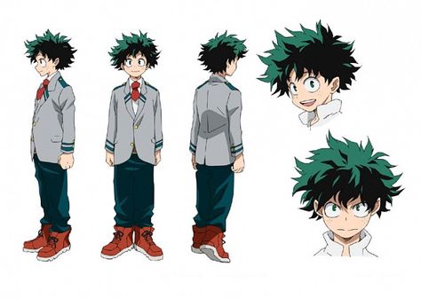 Midoriya Izuku (or Deku) (Boku No Hero) Marina Inoue, Deku Cosplay, Colored Characters, Character Model Sheet, Model Sheet, Art Manga, My Hero Academia Memes, Character Sheet, Hero Academia Characters