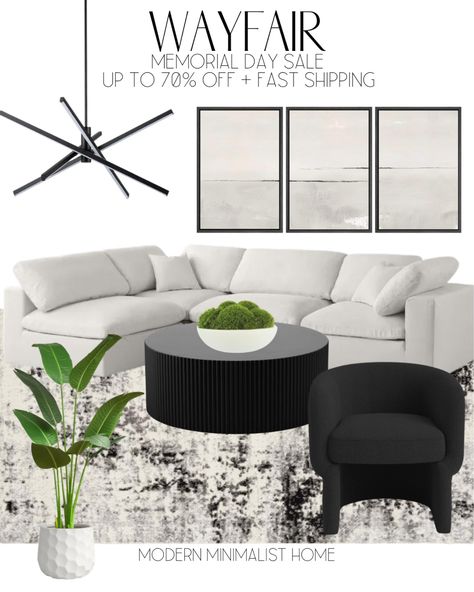 Shop Cambry Upholstered Barrel Chair and other curated products on LTK, the easiest way to shop everything from your favorite creators. White Couch Black Rug, Black And Neutral Living Room Modern, Wayfair Couch, Black Sectional Living Room, Wayfair Rugs, Modern Living Room Black, Black Sofa Living Room Decor, Room Amazon, Mobile Home Living