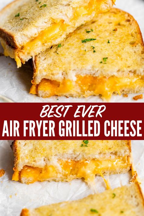 Air Fry Grilled Cheese Sandwich, Grilled Cheese Air Fryer, Air Fryer Recipes Easy Dinner, Air Fryer Grilled Cheese Sandwich, Air Fryer Recipes Grilled Cheese, Air Fryer Grilled Cheese, Oven Baked Bacon, Perfect Grilled Cheese, Grilled Ham And Cheese