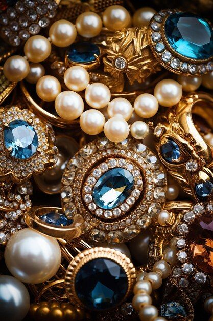 Pile of all kinds of jewelry | Premium Photo #Freepik #photo #expensive #luxury #gold #stylish Pile Of Gold Jewelry, Vintage Opulence, Stained Glass Studio, Red Haired Beauty, Crystal Art, Art References, Diamond Crystal, Premium Photo, Cute Jewelry