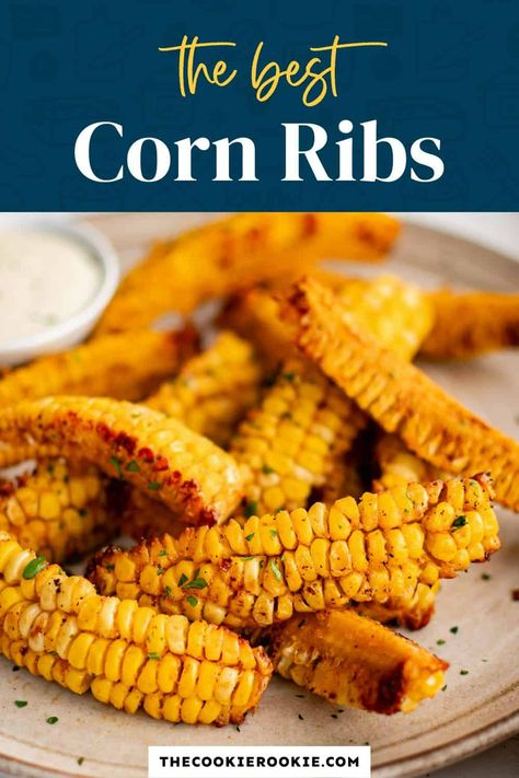 This fun Corn Ribs recipe has a simple and smokey flavor that's perfect for appetizers or pairing with BBQ. You'll see how easy it is to make these corn riblets in the oven with some fresh corn on the cob and a few seasonings and spices! Corn Cob Recipes, Corn Riblets, How To Grill Asparagus, Asparagus On The Grill, Corn Ribs Recipe, Grill Asparagus, Asparagus Grilled, Corn Ribs, Ribs In The Oven