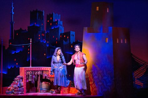 Courtney Reed as Jasmine and Adam Jacobs as Aladdin. Credit Sara Krulwich/The New York Times Aladin Musical, Aladdin Play, Aladdin Broadway, Aladdin Musical, Broadway Costumes, Fall Friends, Disney Musical, Aladdin And Jasmine, Music Theater