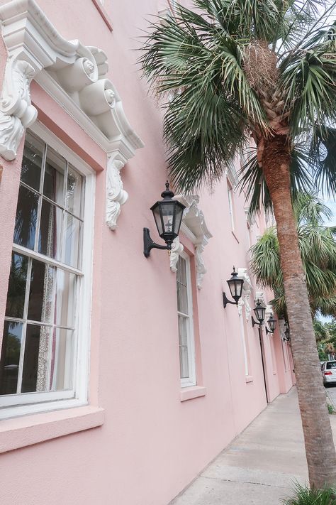 Charleston Place Hotel, Charleston Trip, Pink Building, Teresa Caruso, Pink Hotel, Charleston Hotels, Most Comfortable Bed, Love Month, Fantastic Voyage