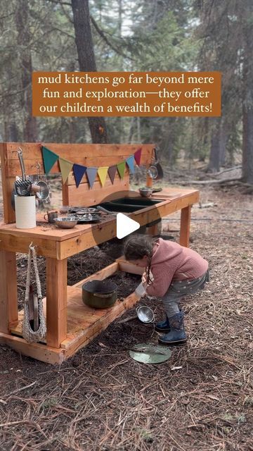 Outside Mud Kitchen For Kids, Mud Kitchen Set Up, Thrifted Kitchenware, Outdoor Mud Kitchens For Kids, Easy Mud Kitchen, Mudpie Kitchen, Mud Kitchen Ideas, Sauna Build, Outdoor Mud Kitchen