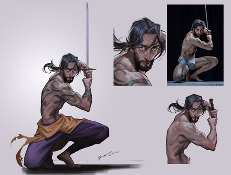 Warrior Pose, Photo Texture, Anatomy Study, Character Sketches, Character Poses, Creature Concept Art, Fantasy Warrior, Character Design Male, Action Poses