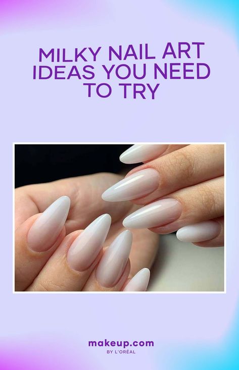 Milky Nail Art Ideas How To Do Milky White Nails, Milky Nail Colors, Milky Color Nails, Milky White Ombre Nails, Milky Nail Art, Milky Ombre Nails, Milky Nails With Design, Creamy White Nails, Creamy Nails