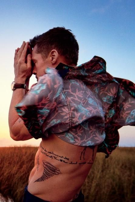 Brad Pitt Tattoo, Quitting Drinking, Ryan Mcginley, National Park Shirt, Better Man, Gq Style, Gq Magazine, Sweet Soul, Junya Watanabe