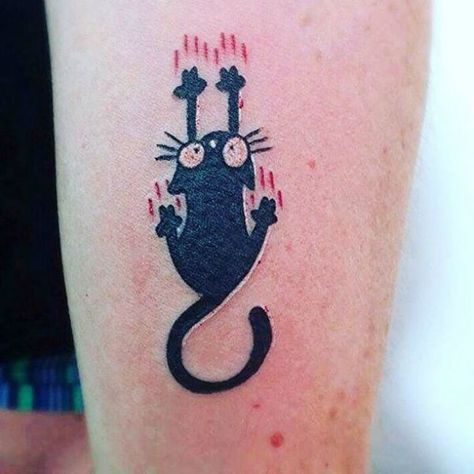 54 cat tattoos that will make you want to get inked: Falling cat tattoo Tattoo For Finger, Geometric Cat Tattoo, Cat Silhouette Tattoos, Watercolor Cat Tattoo, Cat Portrait Tattoos, Cat Tats, Symbol Painting, Cat Tattoo Simple, Awareness Tattoo