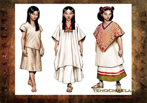 For Tenochtitlan, relation of a graphic novel: Malinalli Concept Character 2 Mayan Dress, Mayan Clothing, Mesoamerican Art, Aztec Clothing, Native Clothing, Cultural Appreciation, Ancient Mexico, Aztec Civilization, The Aztecs