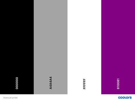 #asexual #pride #flag #palette #hex Asexual Aesthetic, Ace Pride Flag, Lgbt Flag Colors, Ace Flag, Flat Color Palette, Ace Pride, Pride Flag Colors, Asexual Pride, Lgbt Flag