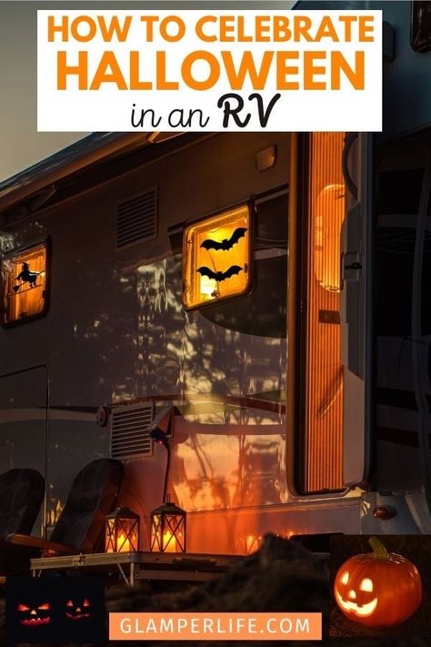 Rv Halloween Decorating Ideas, Rv Halloween, Halloween Camping Decorations, Campsite Decorating, Easy Outdoor Halloween Decorations, Decorating Your Rv, Living In An Rv, Outside Halloween Decorations, Halloween Decorating Ideas