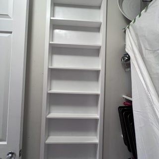 Shoe Rack Between Studs, Shelves Between Studs Bathroom, Inbetween Stud Storage, Cabinet In Between Studs, Pocket Shelves In Wall, Between Stud Shoe Storage, Shoe Storage Between Studs, Between The Studs Shelves, Recessed Storage Between Studs