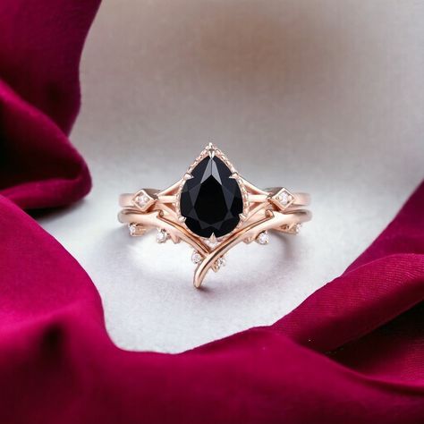 Vintage Black Onyx engagement ring Pear 14K gold Ring unique Cluster Round cut diamond moissanite wedding ring bridal Promise ring for women by admjewelrystore on Etsy Gold Ring Unique, Engagement Ring Pear, Black Onyx Engagement Ring, Onyx Engagement Ring, Moissanite Wedding Ring, Pear Engagement Ring, Moissanite Wedding Rings, Black Onyx Ring, Onyx Ring