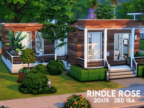 The Sims Resource - Rindle Rose Sims 4 House Building, Sims 4 House Design, Casas The Sims 4, Sims Building, Sims House Design, Willow Creek, Beach Shack, Starter Home, Minecraft Projects