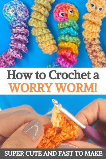 How To Make Worry Worms, Easy Crochet Worry Worm, How To Crochet Worry Worms, How To Make A Worry Worm, Free Worry Worm Crochet Pattern, Worry Worm Pattern Free, Crochet Worry Worms Free Pattern, Knitted Worry Worm Pattern, Super Quick Crochet Gifts