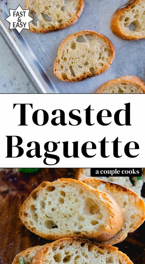 Toasted Baguette Slices, Baguette Slices, Dairy Free Dips, Toasted Baguette, Toasted Crostini, Caramelized Onion Dip, Baguette Recipe, A Couple Cooks, Baguette Bread