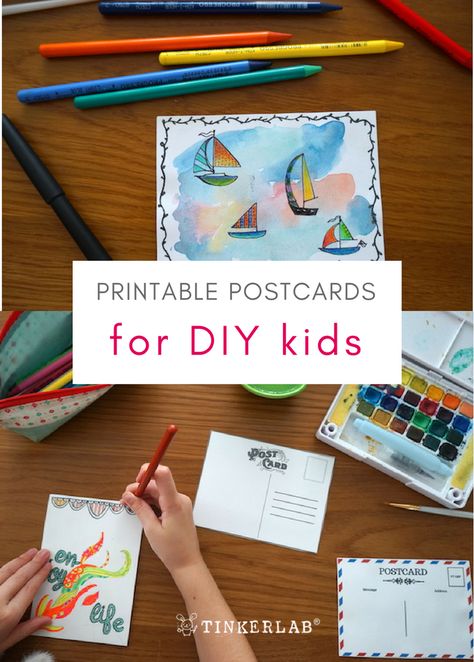 Download and print these printable postcards for kids and students. Print a stash and tuck into a bag for traveling. Post Card Crafts, Postcard Design Ideas Creative, Postcard Crafts, Postcards For Kids, Lazy Pool, Panda Craft, Passive Programs, Esl Kids, Cousin Camp