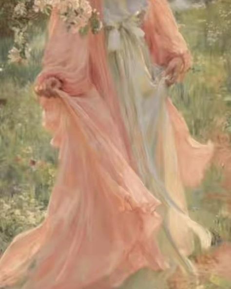 painting of a flowy light pink dress on a background of grass and sparse flowers Royalcore Aesthetic, Royal Aesthetic, Arte Inspo, Princess Aesthetic, Old Paintings, Aesthetic Painting, Ethereal Art, Aesthetic Images, Beautiful Paintings