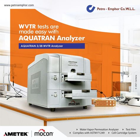 WVTR tests are made easy with AQUATRAN Analyzers by AMETEK MOCON Inc.! The AQUATRAN-W 3/38 H is designed for laboratories that routinely perform a high quantity of WVTR tests on mid to high-level barriers: - Water Vapor Permeation Analyzer - Test Film - Complies with ASTM F12494 - Cell Cartridge System Product Inquiry: www.petroemphor.com/life-analytical-science #analyzers #water #engineering #science #testing #laboratory #chemistry #laboratoryequipment #vaporizer #permeationanalyzer #amete Water Engineering, Lab Training, Design Motivation, Water Vapor, Engineering Science, Interactive Display, Graphic Design Course, Instagram Template Design, Laboratory Equipment