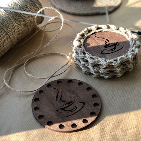 Making coasters Making Coasters, Coaster Patterns, Crochet Jute, Coaster Crochet, Girls Choker, Rustic Coasters, How To Make Coasters, Coffee Coasters, Product Shoot