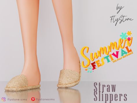 The Sims Resource - Female Straw Slippers Straw Slippers, Sims 1, Animal Skin, Maxis Match, The Sims Resource, Sims Resource, Summer Festival, Sims Cc, Eye Color