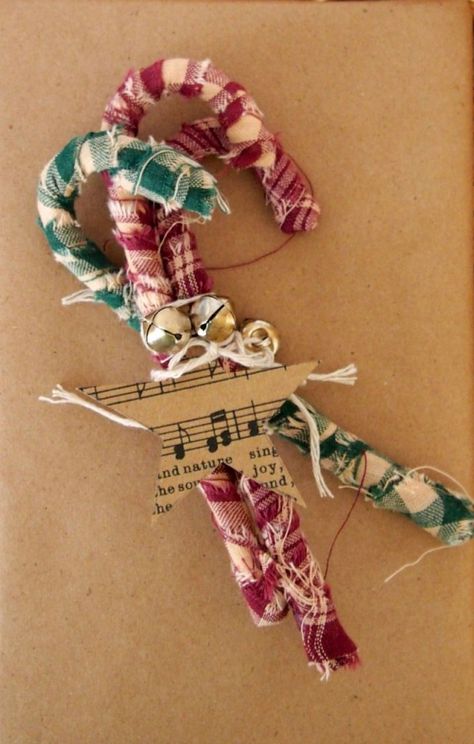 Art With Friends, Candy Cane Crafts, Primitive Fabric, Wrapped Candy, 2014 Christmas, Candy Cane Ornament, One Way Or Another, Homespun Fabric, Wrapping Gifts