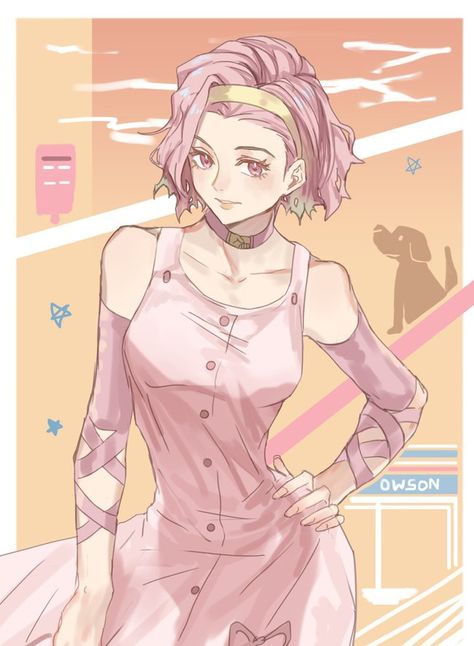 Reimi Sugimoto, Pink Hair Short, Two Tone Hair, Jojo Art, Gradient Hair, Losing My Religion, Ball Run, Multicolored Hair, Jojo Anime