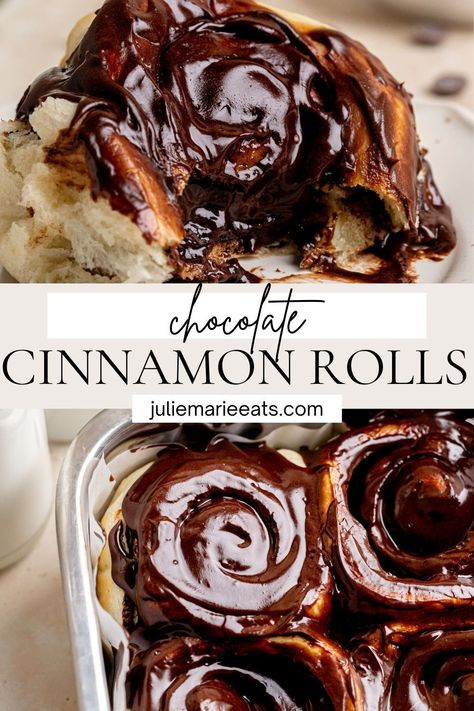 These delicious chocolate cinnamon rolls are filled with a chocolate cinnamon sugar filling, chocolate chips and topped with a chocolate cream cheese frosting! These rolls uses both the brioche and the tangzhong method (method used in milk bread) making them extra soft. Tangzhong Method, Chocolate Cinnamon Rolls, Chocolate Rolls, Sweet Roll Recipe, Dessert Original, Party Food Dessert, Breakfast Recipes Sweet, Too Much Sugar, Chocolate Roll