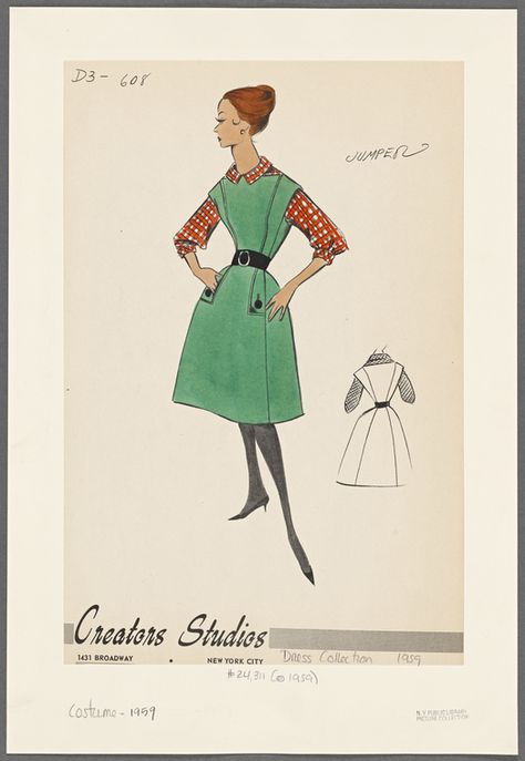 Frizzifrizzi » Tesori d’archivio: i bozzetti di abiti anni ’50 e ’60 dei Creators Studios Fashion Illustration Vintage, Creator Studio, Patterned Plates, New York Public Library, Fashion Illustrations, 1950s Fashion, Fashion Sketches, Retro Dress, Public Library