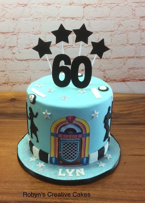 50s Birthday Cake, 60s Birthday Cake, Rock And Roll Cake, Grease Cake, 70s Cake, 50s Cake, 50s Birthday, Grease Lightning, Sock Hop Party