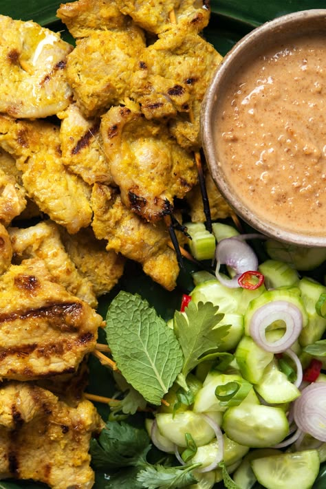 New York Times Recipes, Sauce Satay, Pork Satay, Nyt Recipes, Thai Spices, Fruit Kebabs, Peanut Sauce Recipe, Satay Sauce, Healthy Restaurant