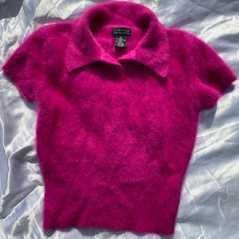 Fuchsia Top Outfit, Fuzzy Sweater Outfit, Sweater Aesthetic, Fuzzy Top, Fashion Collection Inspiration, Clothing Aesthetic, Angora Rabbit, Sweater Outfit, Future Outfit