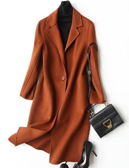 rust wool coat Orange Wool Coat, Lady Coat, Coats Fashion, Cheap Jacket, Collar Coat, Collared Coat, Turndown Collar, Warm Autumn, Women's Coats