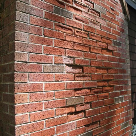 Exterior Brick Chimney Makeover, Exterior Chimney Makeover, Exterior Chimney Ideas, Brick Restoration, Reface Fireplace, Fireplace Damper, Fraction Chart, Brick Repair, Brick Pillars