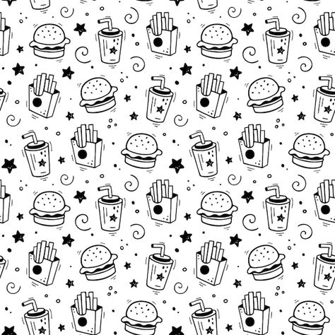 Fast Food Logo Idea, Fast Food Illustration, Comic Doodle, Burger Packaging, Burger Vector, Newspaper Background, 4k Phone Wallpapers, Clay Patterns, Food Texture