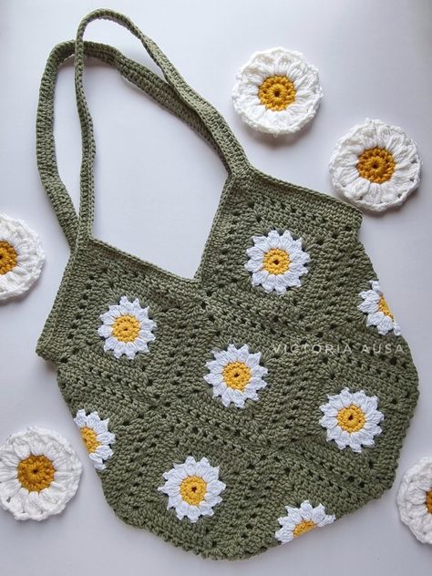 Granny Square Crochet Bag, Square Crochet Bag, Daisy Granny Square, Crochet Sling Bag, Square Crochet, Granny Square, Sling Bag, Crochet Bag, Daisy