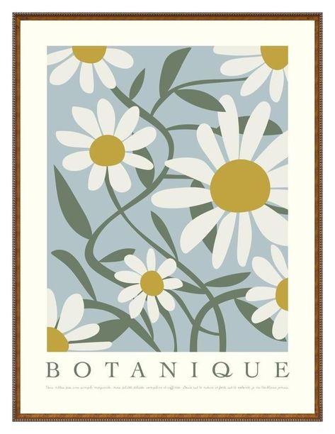 Botanique No. 2 on Artfully Walls #floral #white #flowers #yellow #green #blue #botanical #artprints #affordableart #affordableartprints #wheretobuyart #stellarspaces #styleithappy #dreamhome #interiorlovers #artfullywalls #designinspo #decorinspo #interiordecor #gallerywallinspo Daisy Illustration, Forget Me Nots Flowers, Eclectic Contemporary, Artfully Walls, Photographer Inspiration, Flowers Yellow, Forget Me Nots, Botanical Poster, Affordable Art Prints