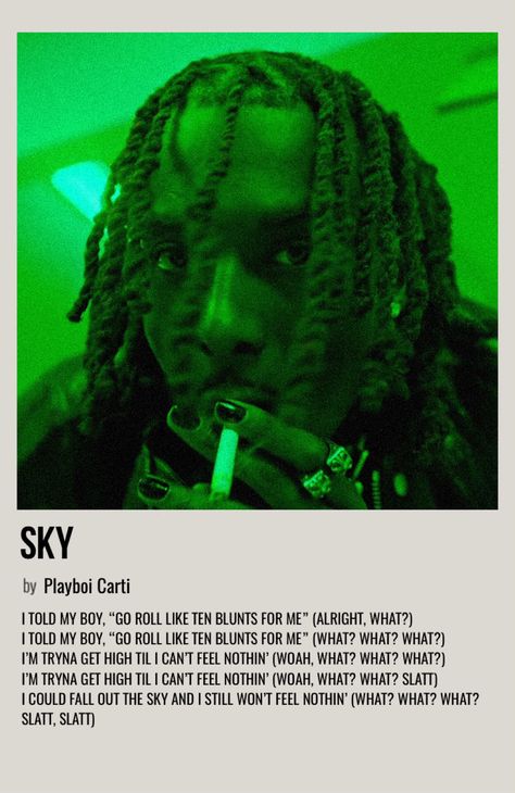 minimal polaroid song poster for sky by playboi carti 24 Songs Carti, Playboi Carti Album Cover, Playboi Carti Poster, Carti Poster, Poster Design Music, Music Poster Vintage, Posters Music, Song Posters, Rap Album Covers