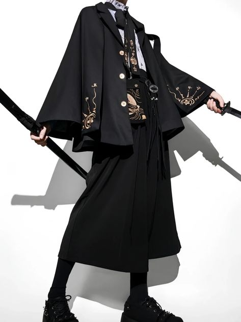 Wandering Swordsman, Modern Samurai, Samurai Clothing, Shopping Link, Modern Kimono, Concept Clothing, Dress Design Sketches, Monochrome Fashion, Fashion Inspiration Design