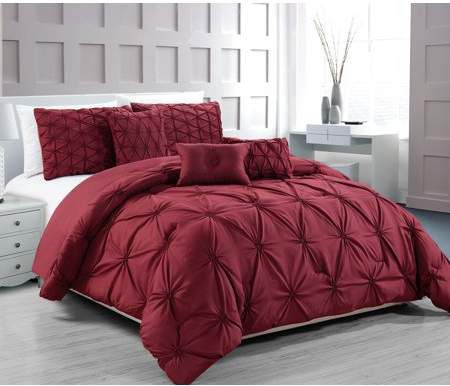 RT Designers Collection Cosmo 6-Piece Comforter Set, Burgundy - Queen Burgundy Bedding, Pintuck Comforter, Pintuck Duvet Cover, Textured Bedding, King Duvet Cover Sets, Bed Spread, King Comforter Sets, Queen Comforter Sets, Intelligent Design