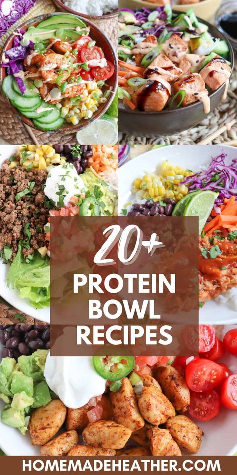 Delicious protein bowls packed with nutritious ingredients and full of flavor. Perfect for creating a satisfying meal to fuel your day! Beef Protein Bowl, High Protein Bowl Recipes, Protein Bowls Meal Prep, Ground Beef Protein Bowl, High Protein Buddha Bowl, Protein Bowls Recipes, Protien Meals Bowls, Protein Bowls Dinner, Protein Bowl Recipes