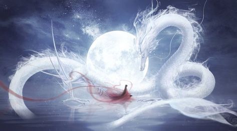 Dragon Artwork Fantasy, Anime Toon, Snake Art, Chinese Art Girl, White Dragon, Dragon Artwork, Mythical Creatures Art, Weird Creatures, Fantasy Dragon