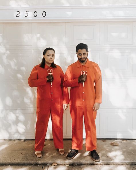 couples halloween costume, us movie costume, tethered doppelgängers Us Tethered Costume, Us Costume Movie, Us Movie Costume, Horror Movie Couples Costumes, Horror Couples Costumes, Horror Movie Halloween Costumes, Movie Couples Costumes, Us Halloween Costume, Horror Movie Costume